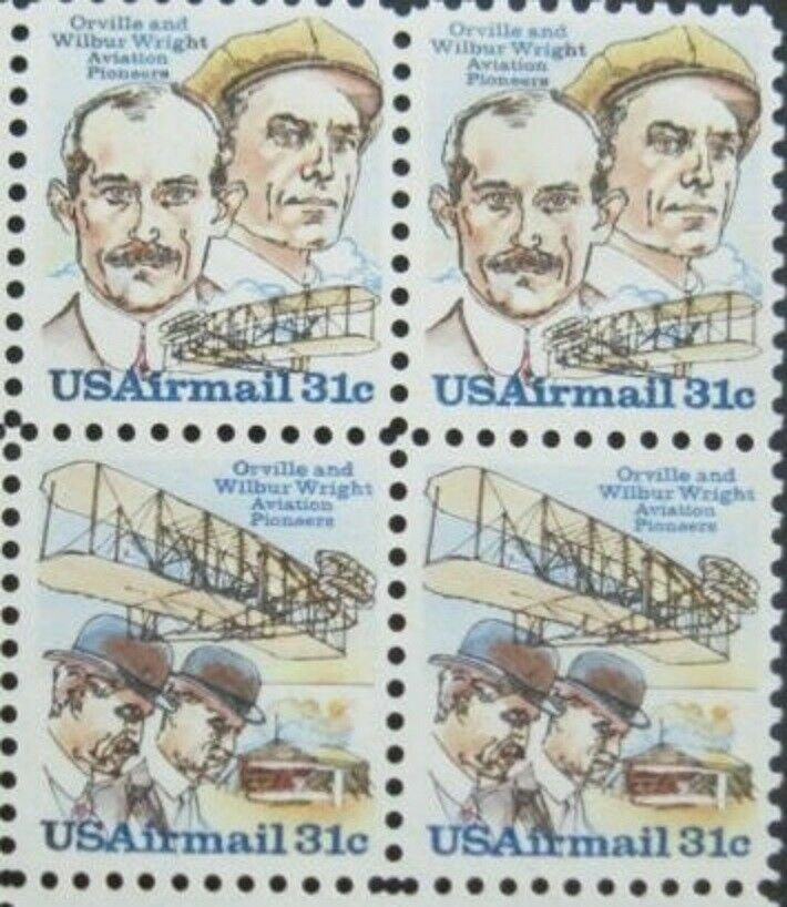 WRIGHT BROTHERS-ORVILLE & WILBUR-Block of 4 Collectible 1978 Stamps-FREE SHIP