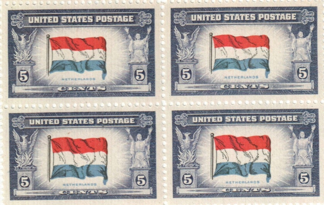 U.S. 5¢ WWII Overrun Countries Netherlands Postage Stamp #913 Pack of 100
