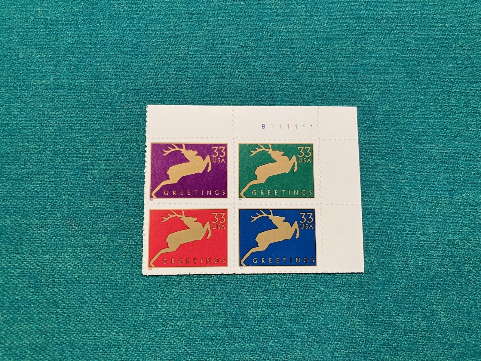 US Scott #3356 – 3359 33c Christmas: Reindeer