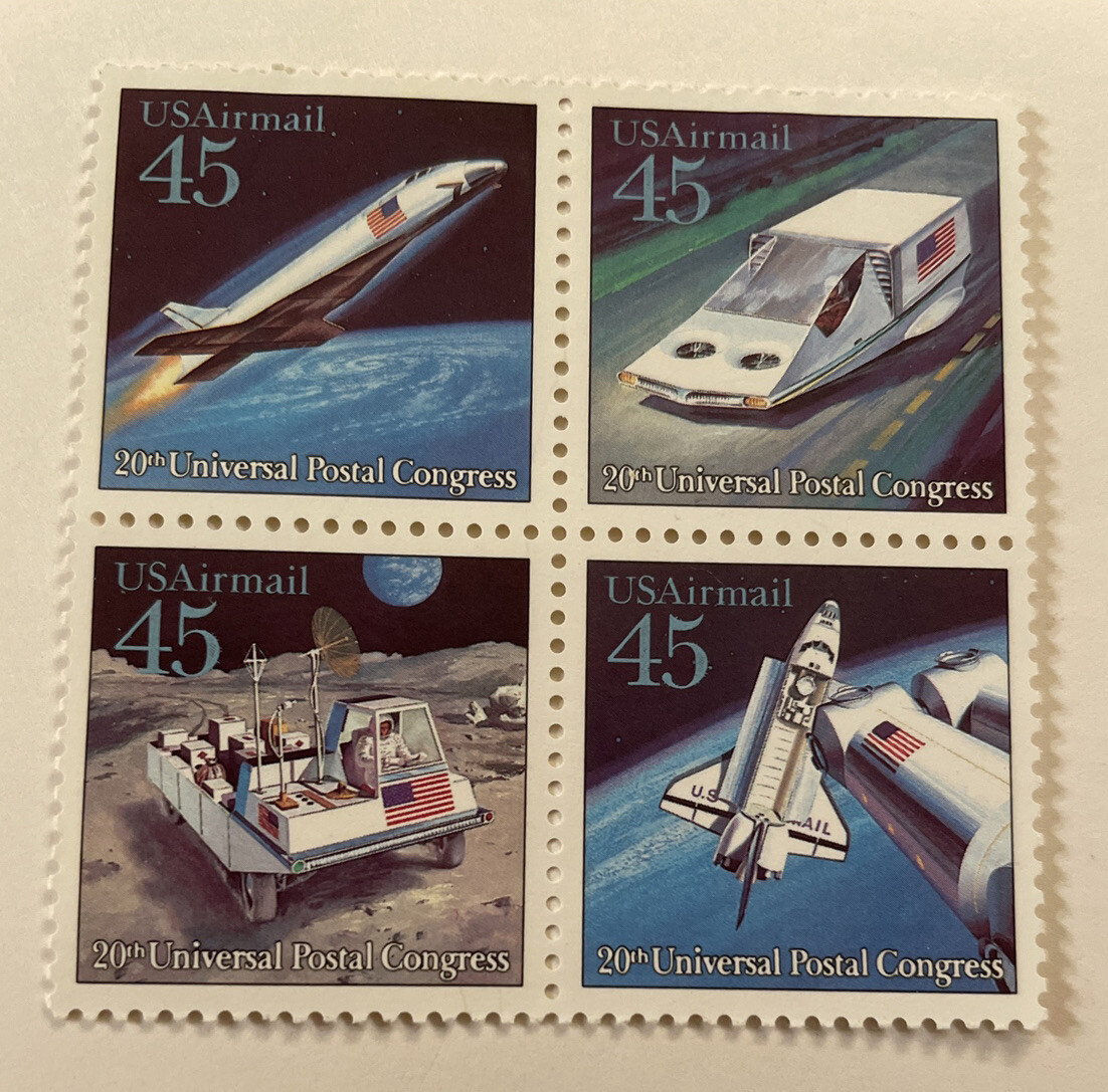 USA 1989 ScC125aA MNH 1 block Futuristic Mail Delivery B