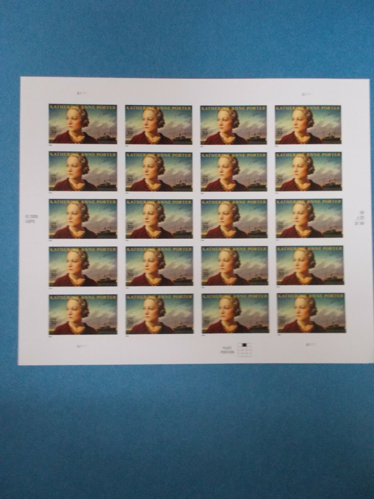 #4030 KATHERINE ANNE PORTER Sheet of 20 39 Cent Stamps MNH Free Shipping 2005/06
