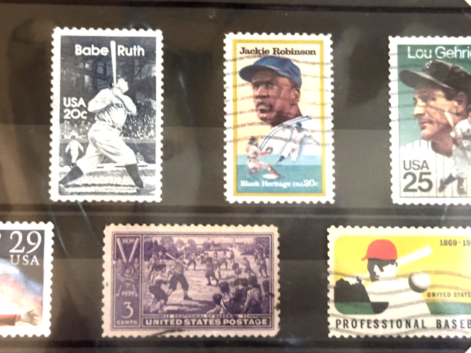 Collection BASEBALL U.S. Postage Stamps Lot of 7 Babe Ruth Lou Gehrig Olympics
