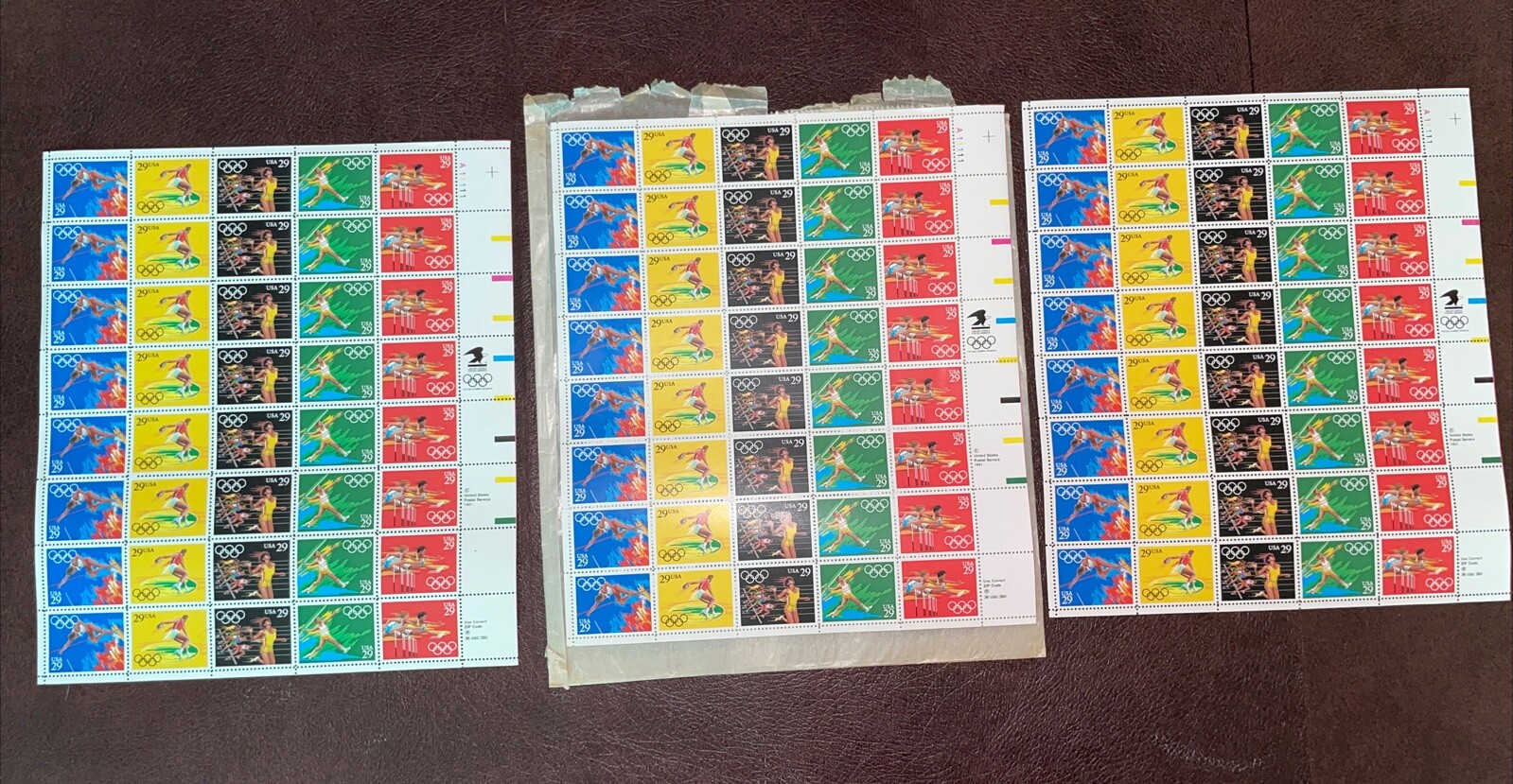 LOT 3 Sheets US SCOTT 2553 57 PANE OF 40 SUMMER OLYMPIC STAMPS .29 CENT FACE MNH