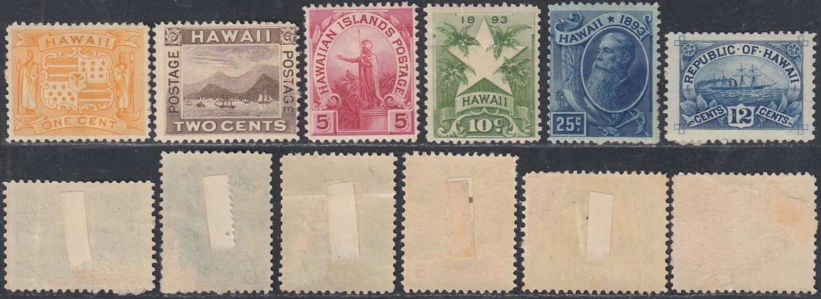 Hawai 1894 – MH stamps. Mi Nr.: 57/61 + 62. “Boat/Ship”……..(EB) AR-07991