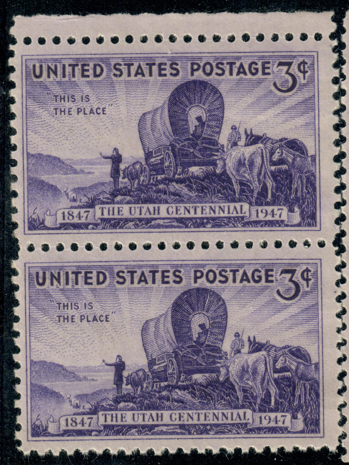 USA – 1947 – The 100th Anniversary of the Utah Settlement – 3¢ x2 – #2921