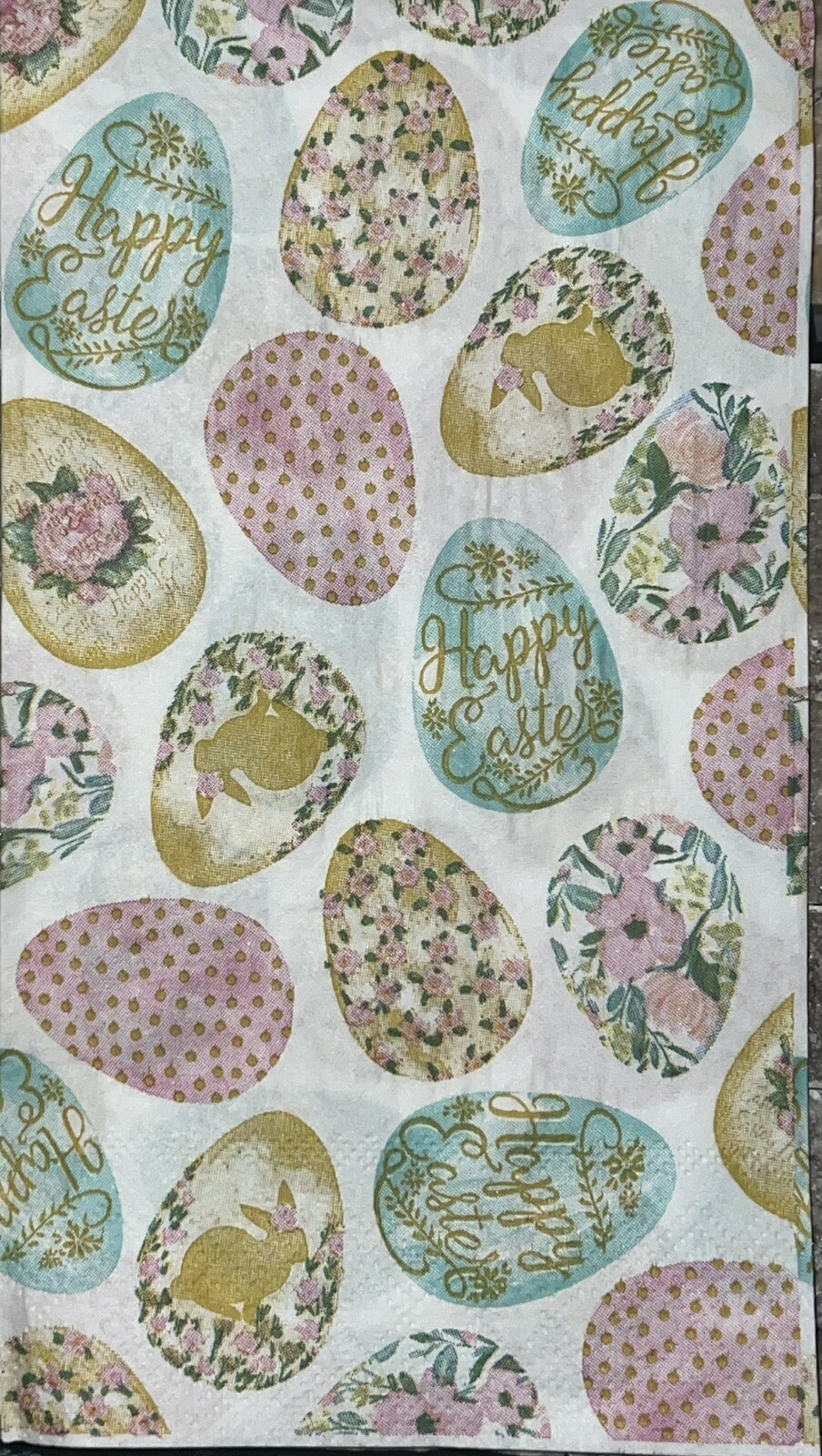 TWO Paper Dinner Decoupage Art Craft Napkins – EASTER Colorful Eggs Bunny Flower