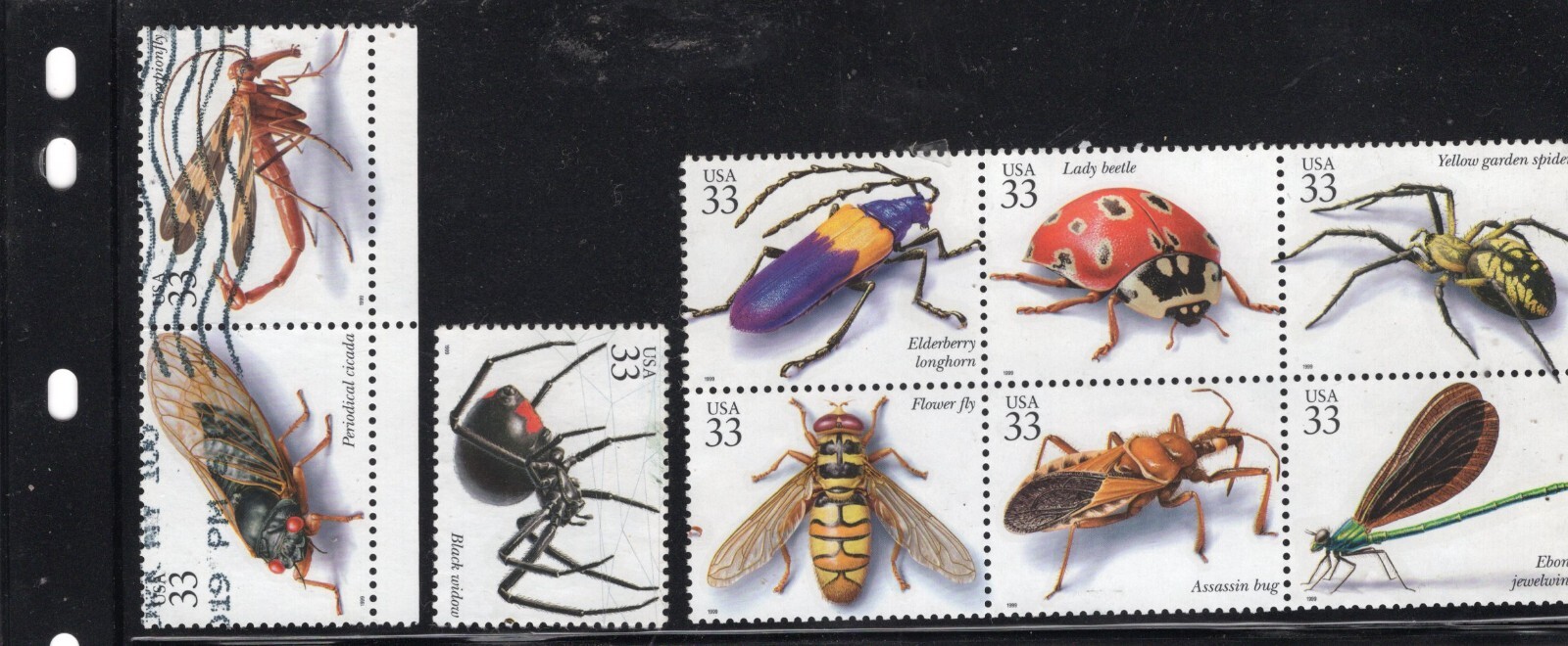 us stamps 1999 insects, spiders used, MNG