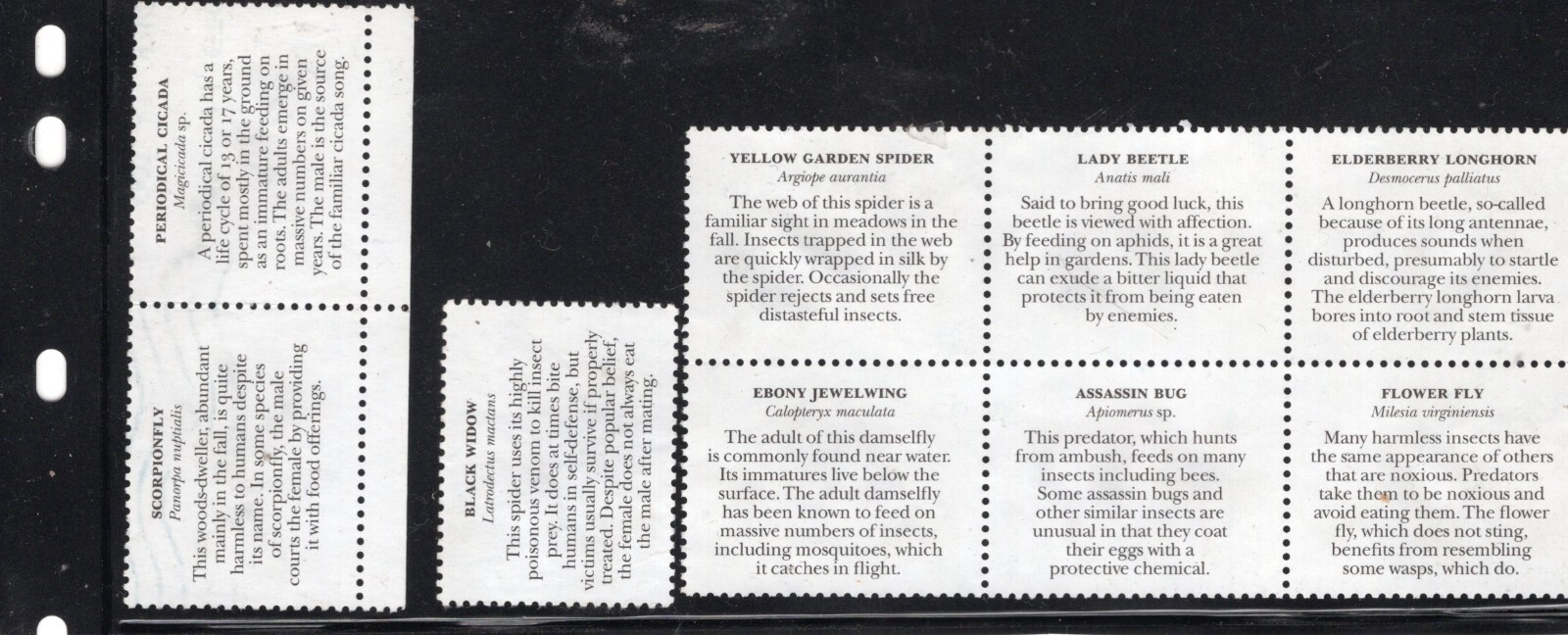 us stamps 1999 insects, spiders used, MNG