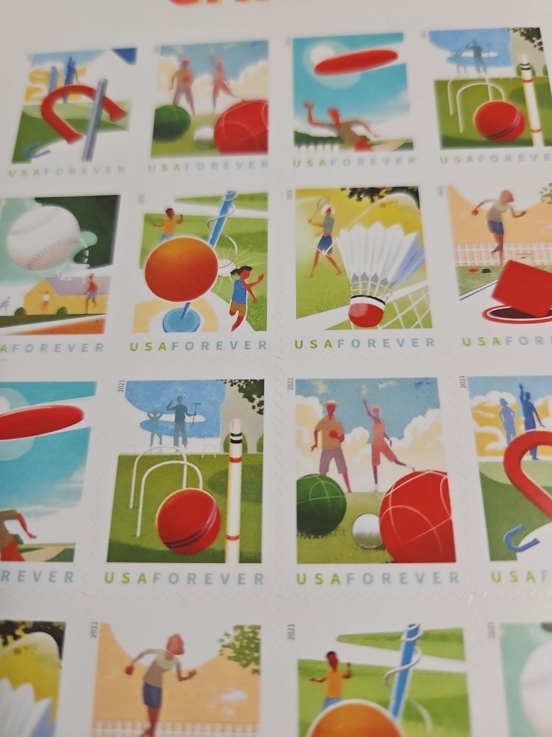 USPO STAMPS (PANE OF 16) BACKYARD GAMES FOREVER STAMPS MNH