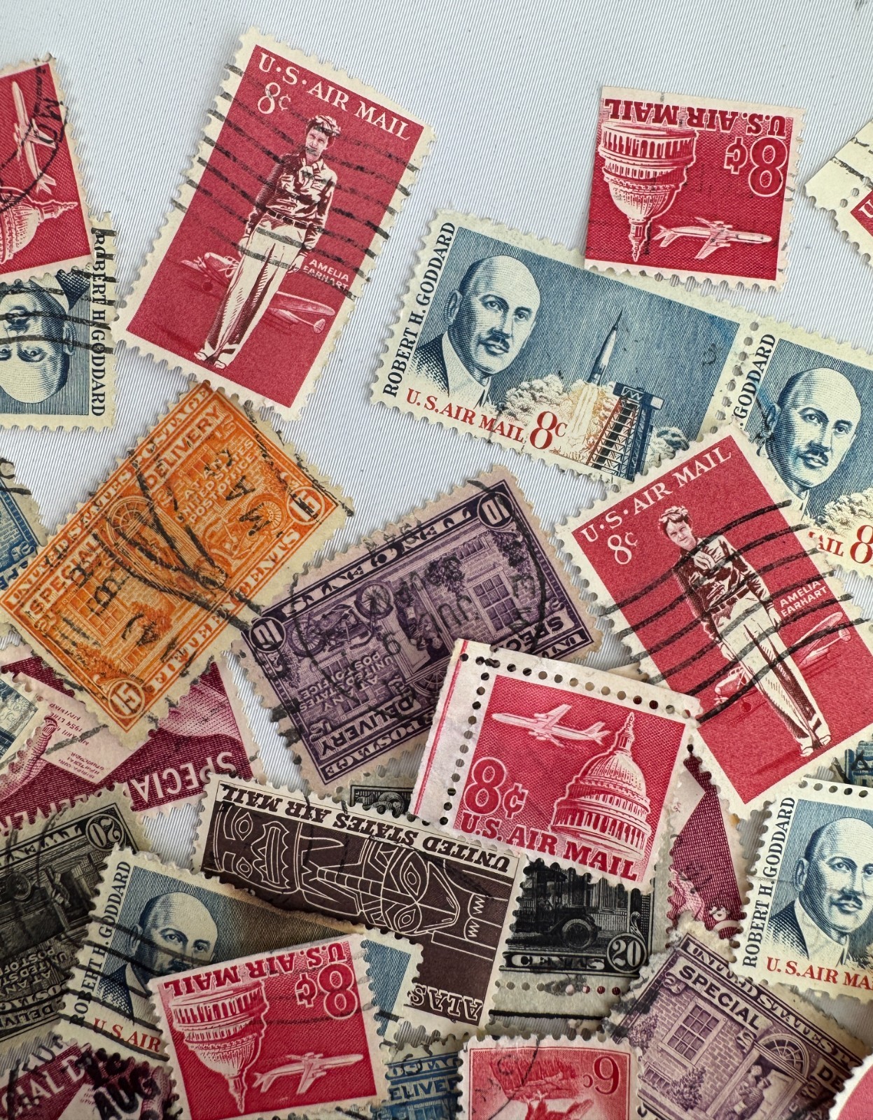 Large Vintage US Airmail and Special Delivery Stamp Lot 150+ Used Transportation