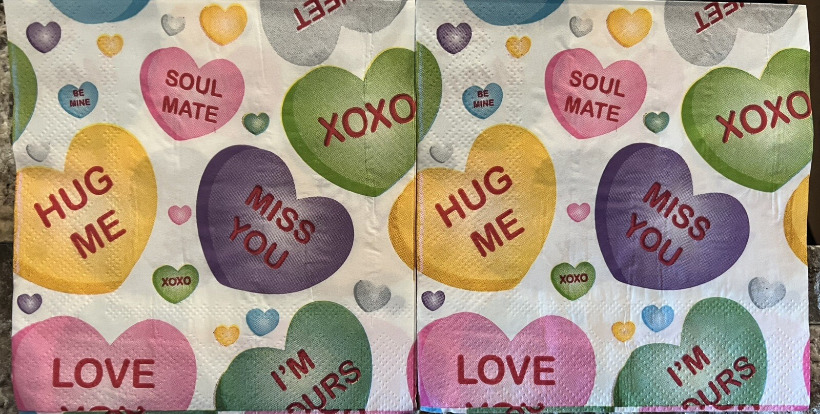 TWO Individual Paper Beverage Decoupage Napkins – VALENTINE HEARTS COLORS- Love