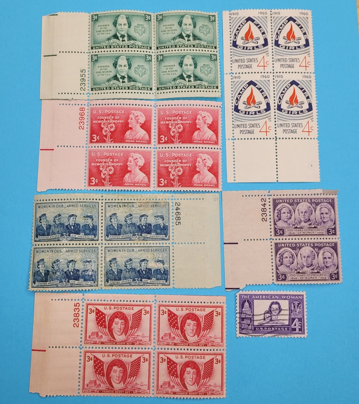 Women Themed United States Postage Stamps Vintage 3-4Cent Francis Scott Key