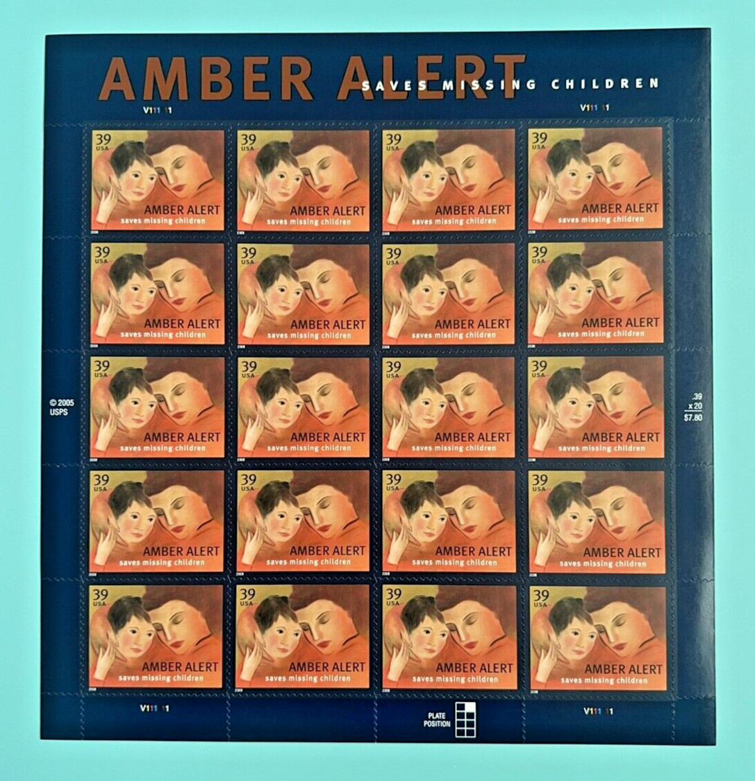 SCOTT #4031 AMBER ALERT 39¢ – 2 PANES OF 20 = 40 STAMPS FV$15.60