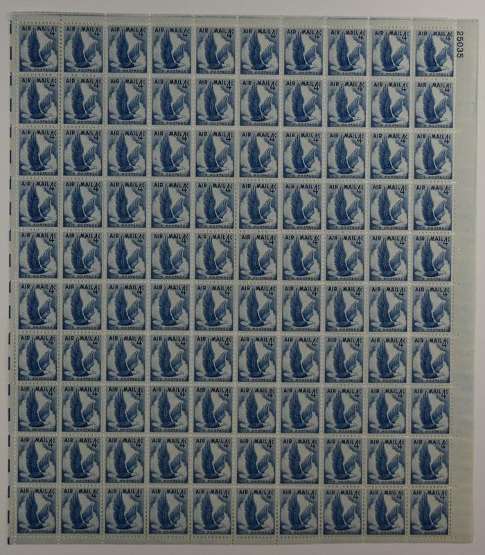 US SCOTT C48 PANE OF 100 BLUE EAGLE 4 CENT FACE MNH