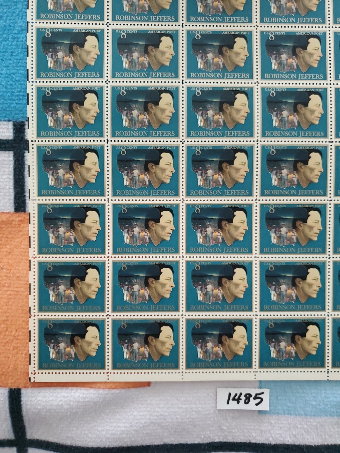 Scott #1485 – 8 Cent Robinson Jeffers – Poet Mint Sheet of 40 US Postage Stamps