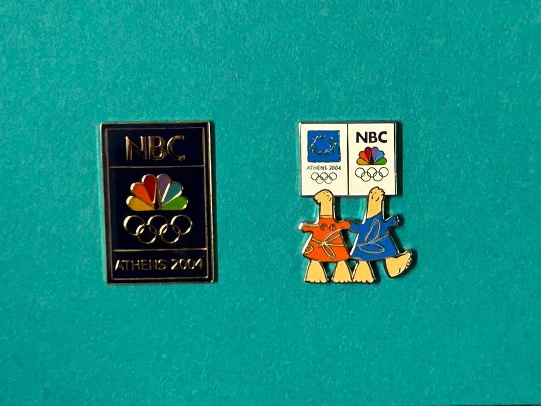 Rare 2004 Athens Olympics NBC Pin Badge Set of 2: Athena & Phevos