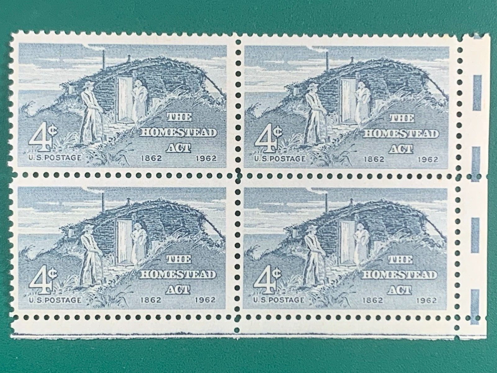 US Postage The Homestead Act 1962 4Cents Block Stamps Unused