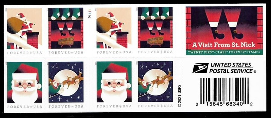 US 2021 SC#5644-5647 A Visit From St Nick Booklet MNH