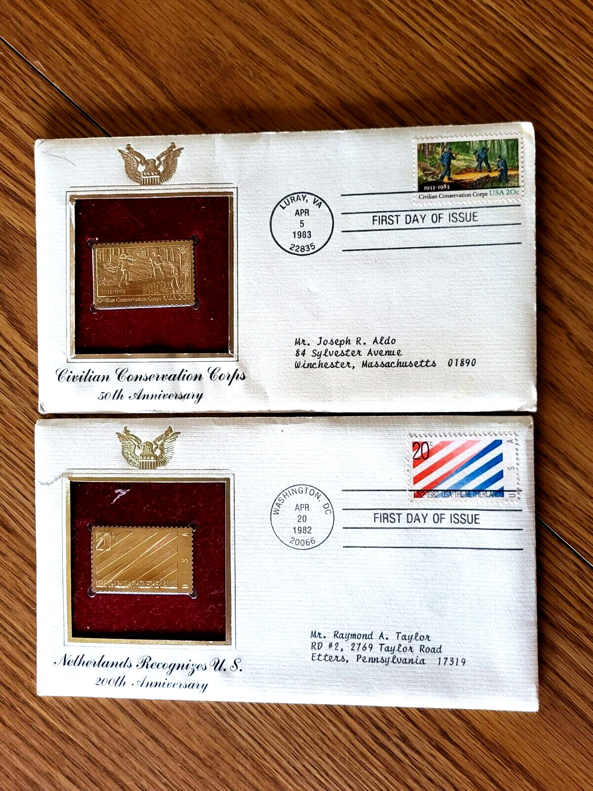 First Day of Issue Gold Replica Stamps, 2 Collector’s Pamphlets