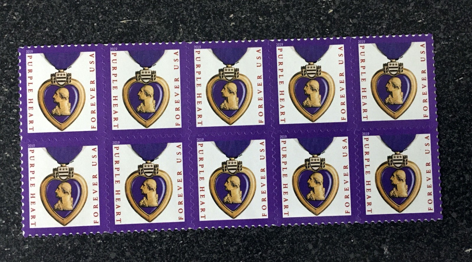 (10) USPS Forever Stamps – 2019 Purple Heart – Postage For First Class Mail