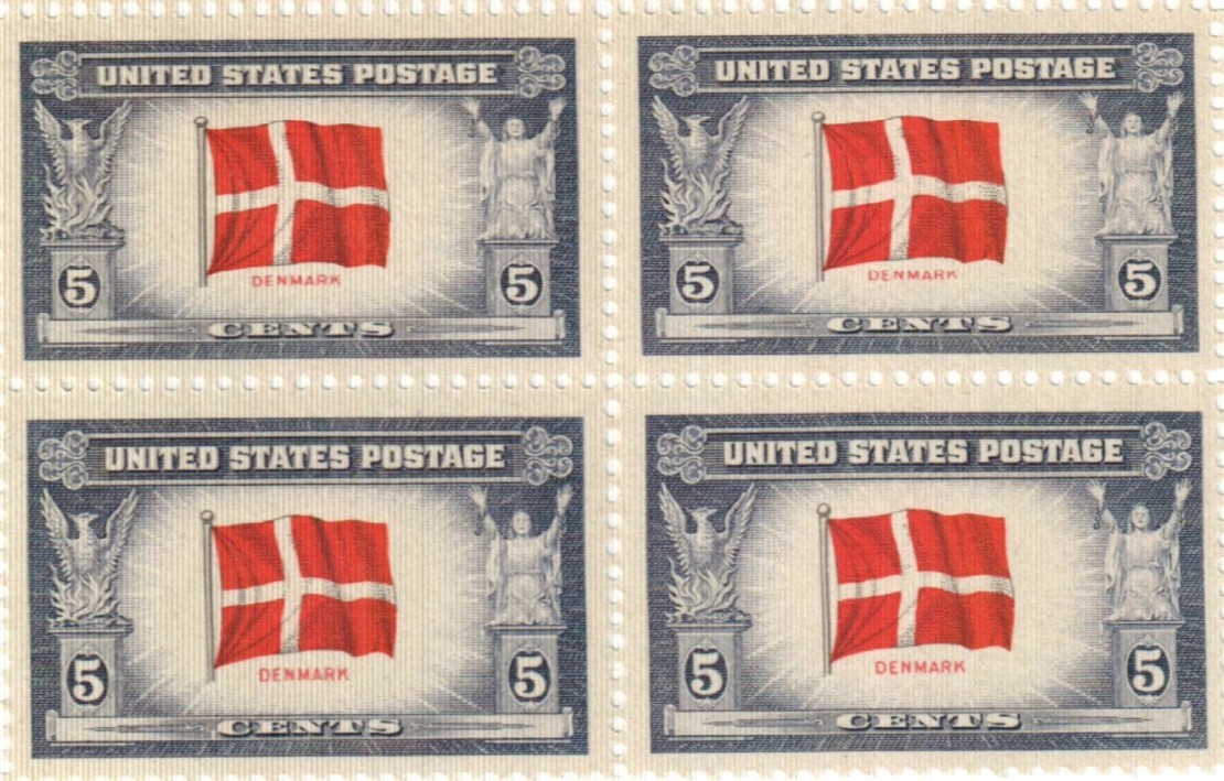 U.S. 5¢ WWII Overrun Countries Denmark Postage Stamp #920 Pack of 100