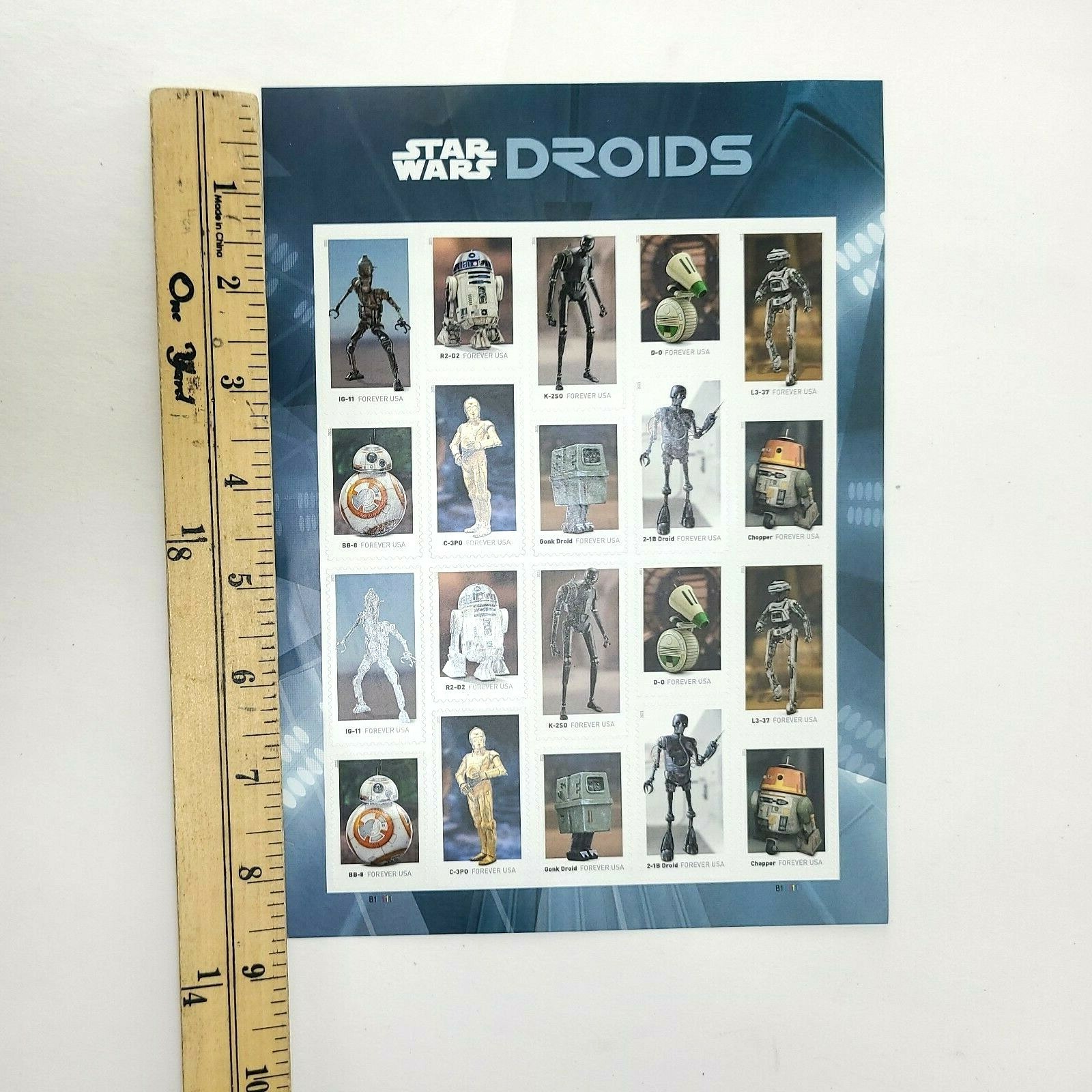 New USPS Star Wars Droids One Complete Sheet of 20 Forever Stamps