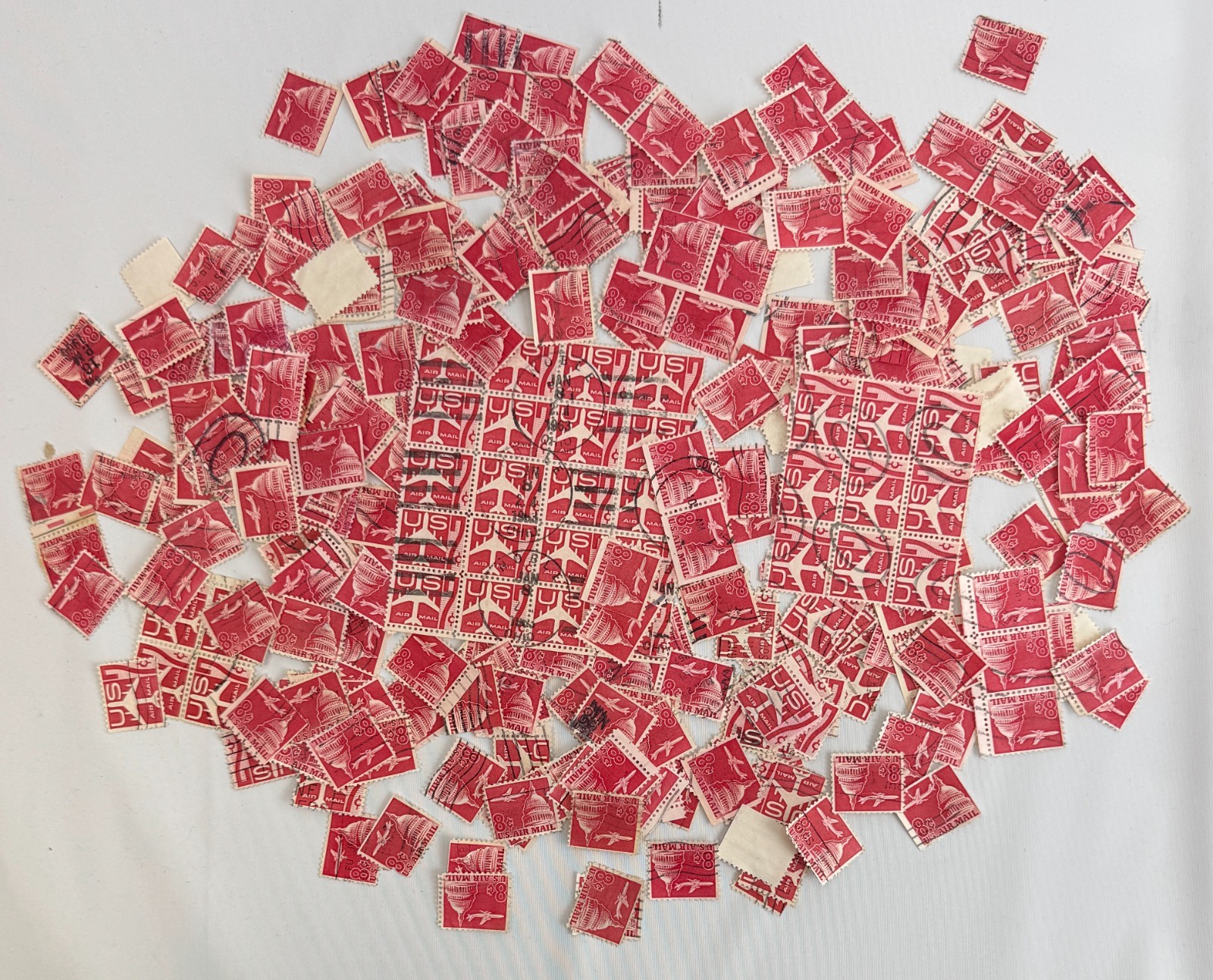 Large US Airmail Stamp Lot Scott C74 and C76 Used Mix, Jet Aircraft Aviation