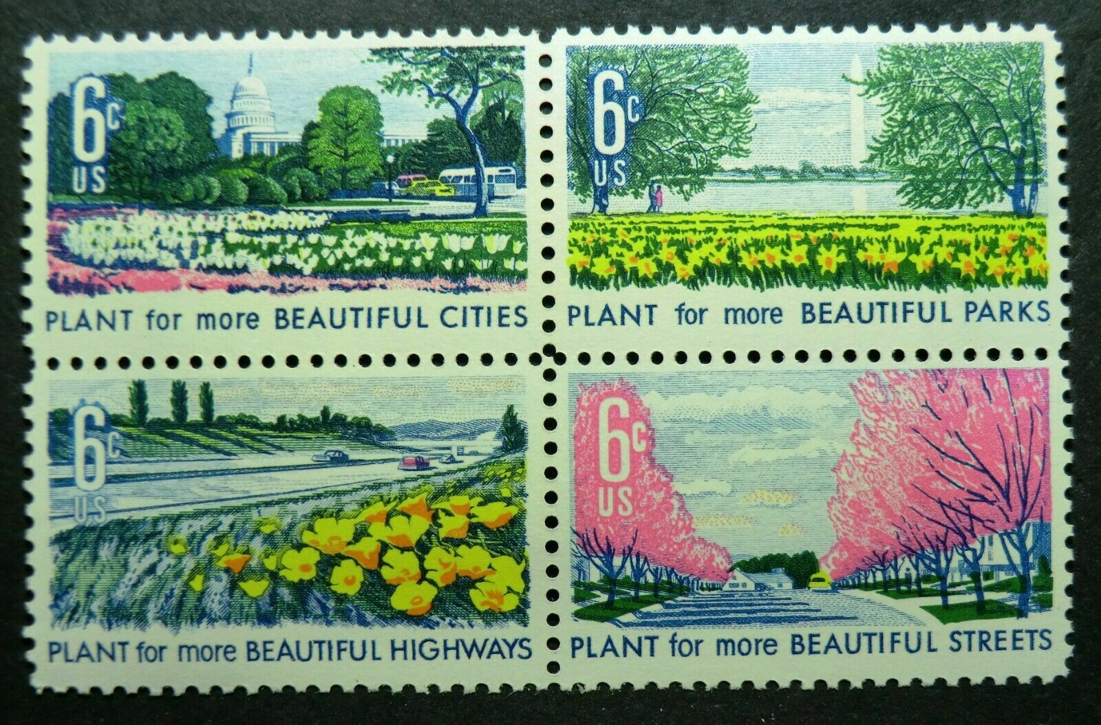 Plants-BLOCK OF 4 COLLECTIBLE UNUSED 1969 STAMPS–Plants Lady Bird-FREE SHIPPING