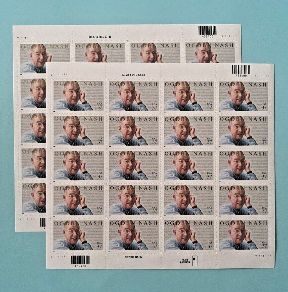 37¢ Poet Ogden Nash Postage Stamp #3659 | 7 Sheets of 20 = 140 Stamps – FV$51.80