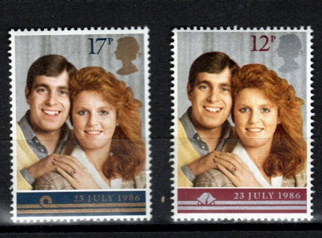 GB Stamp (1986) – ROYAL WEDDING PRINCE ANDREW & SARAH FERGUSO MNH SG 1333-1334