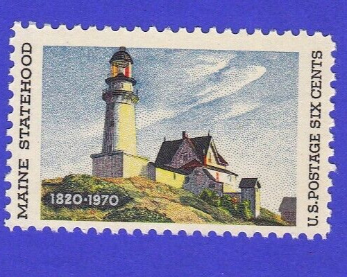 MAINE STATEHOOD 6 CENTS SINGLE UNUSED POSTAGE 1820-1970 LIGHTHOUSE MNH