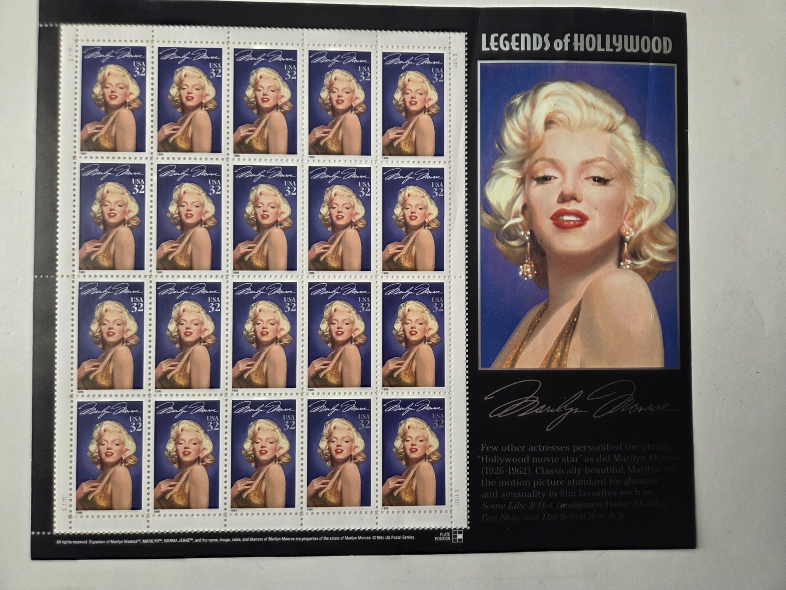 Vtg US Stamps & Foreign Loose Stamps Lot & Unused Sheets MNH 1960s Cagney Monroe