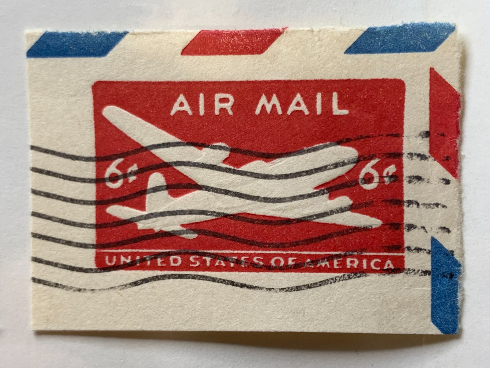 US 1950 #UC18 Air Mail 6c Carmine Skymaster Cut Square Used (3 pcs)