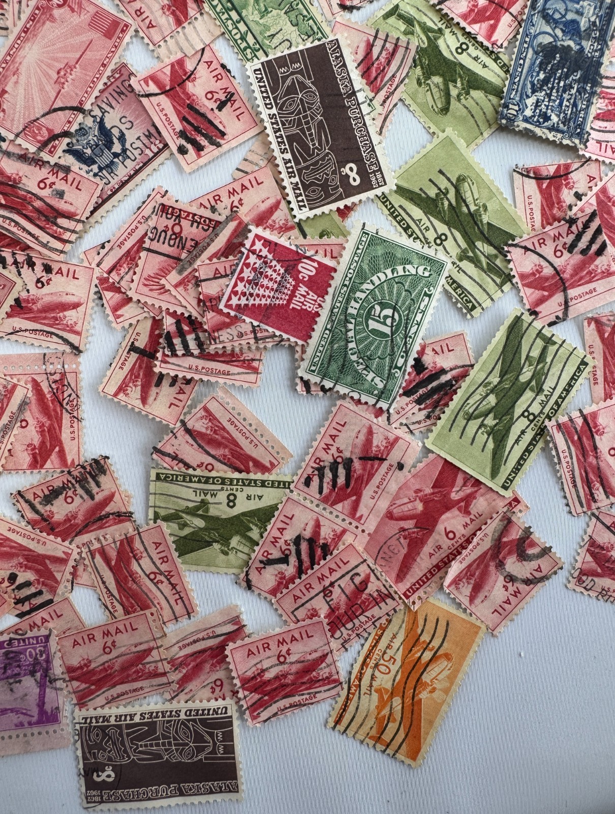 Large Vintage US Air Mail and Transportation Stamp Lot 100+ Used Scott C-Series
