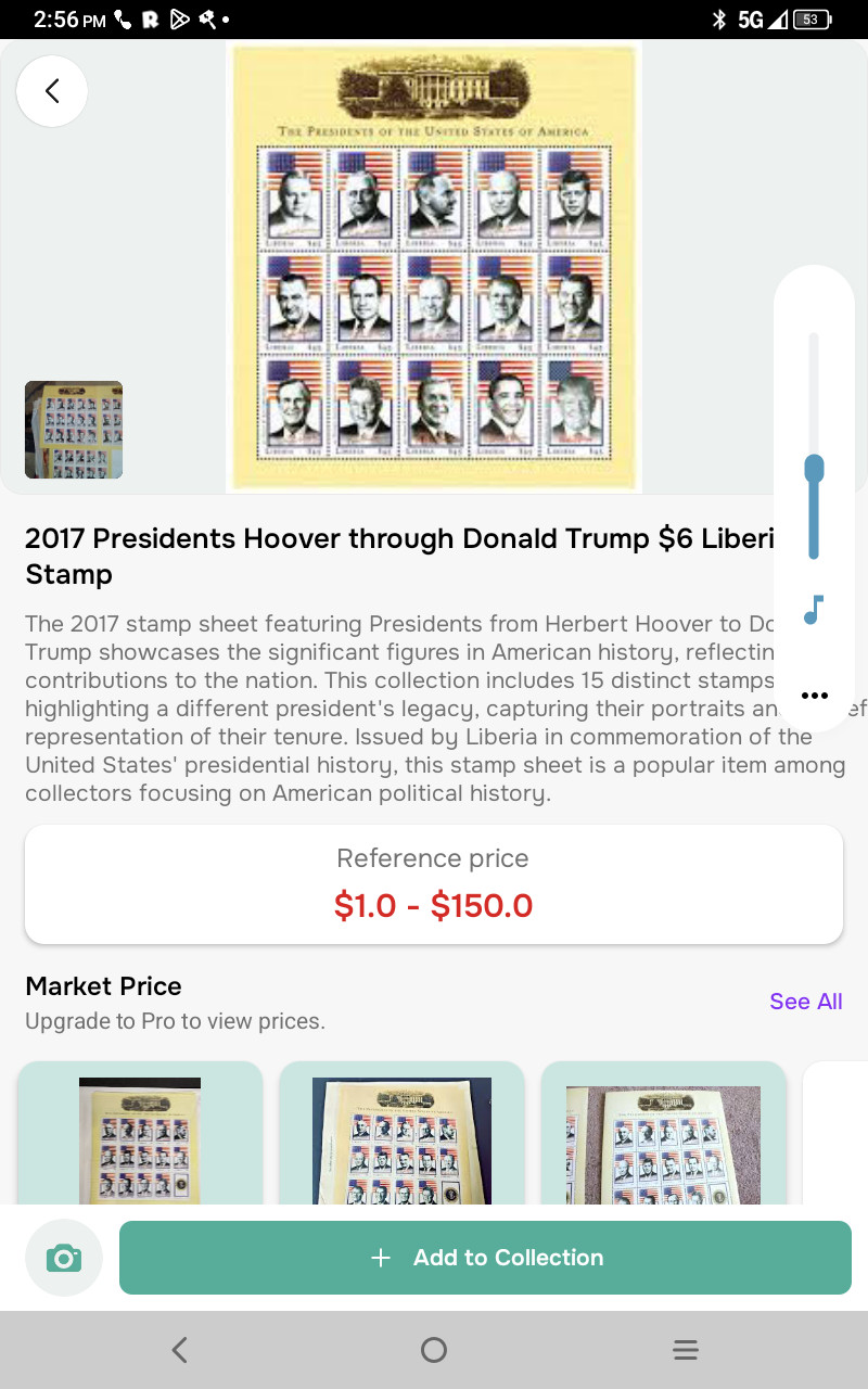 Mint sheets of the 45 USA presidents