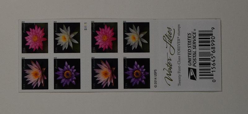 US SCOTT 4964 – 4967b BOOKLET OF 20 WATER LILIES FOREVER STAMPS MNH
