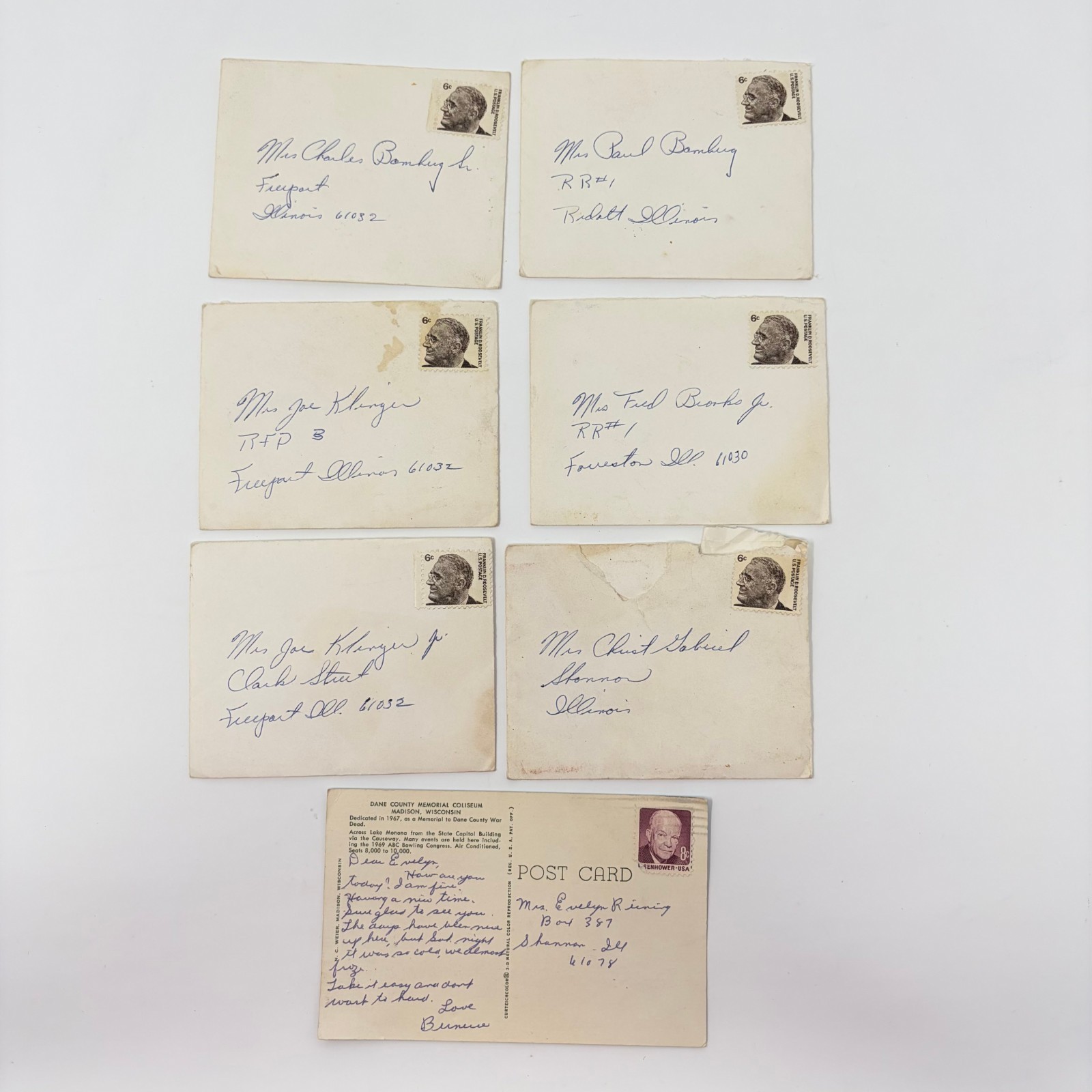 Qty. 7 – Vtg. United States Postage Stamp Envelope Postcard Roosevelt Eisenhower