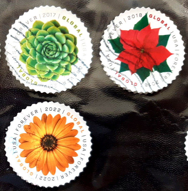 🔥 Set of 7 US GLOBAL FOREVER High-Value Circle Stamps ~ Used, Off Paper
