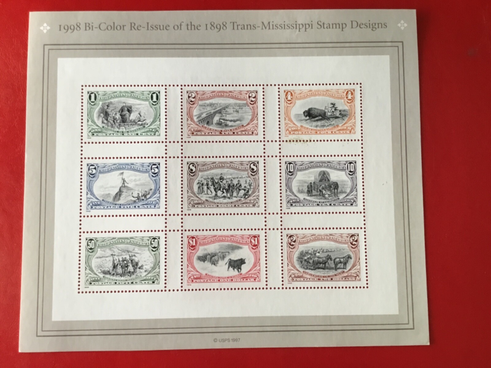 1998 Bi-color Re-Issue of the 1898 Trans Mississippi Stamp Designs
