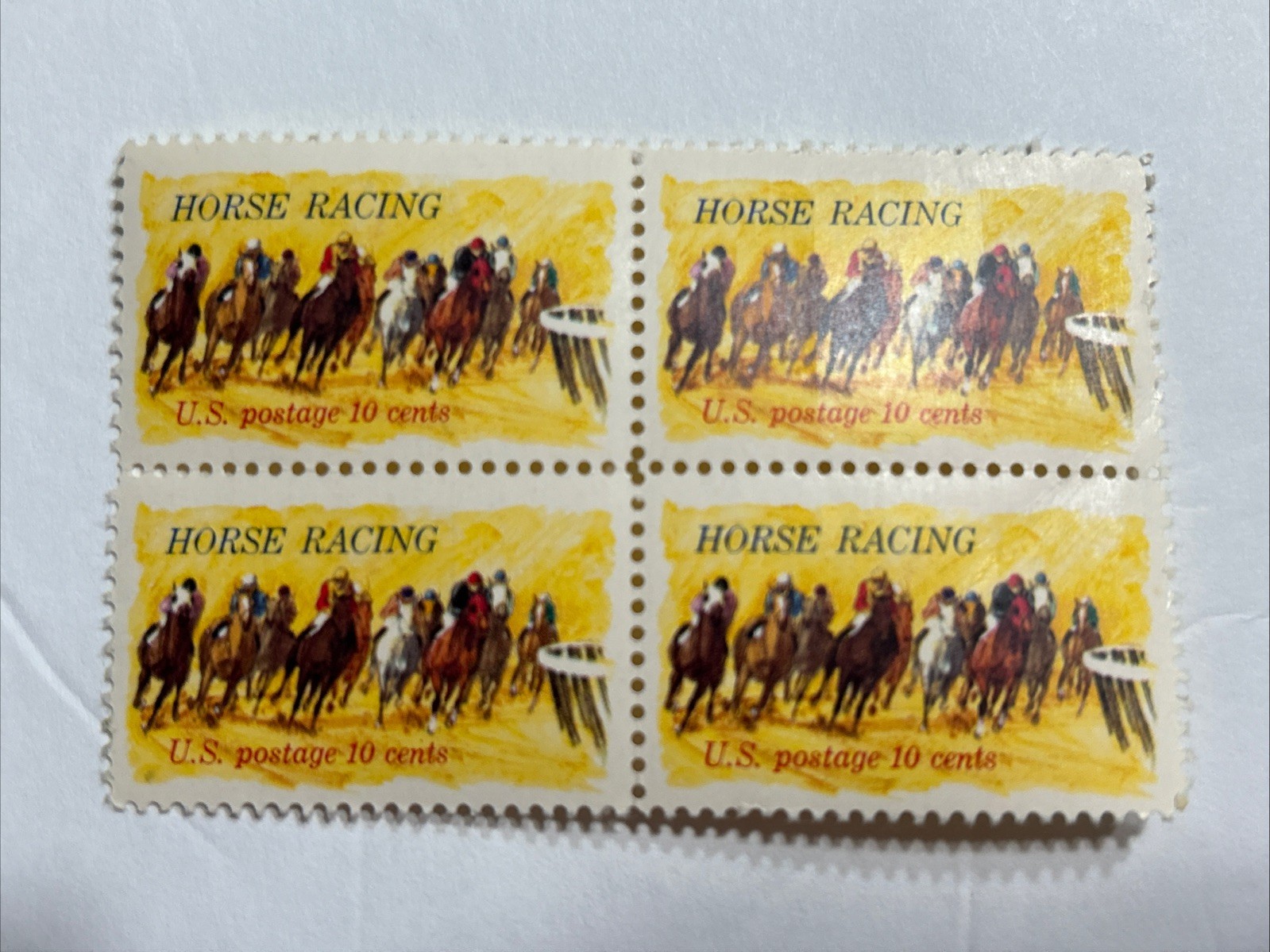 4 Horse Racing 10 Cent US Postage Stamps