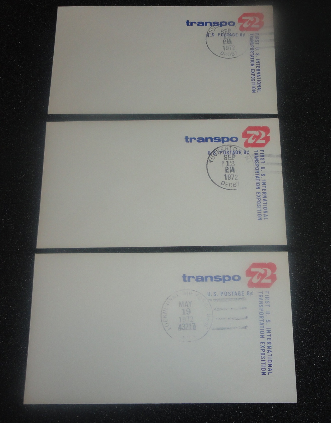 3 Envelopes 8C – transpo 72 Lockbourne Air Force Base, Tuckerton NJ ++ E40