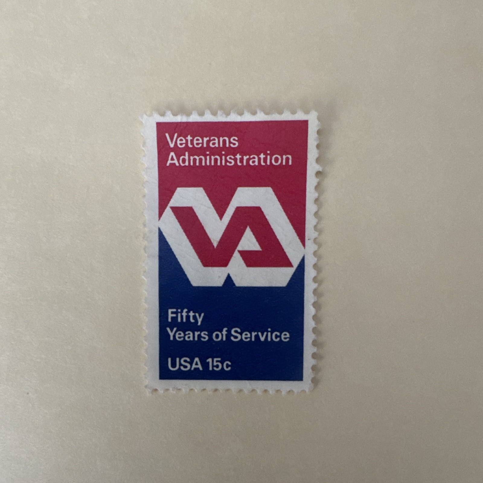 Veterans Administration 15c Red Blue White US Postage Stamp Used