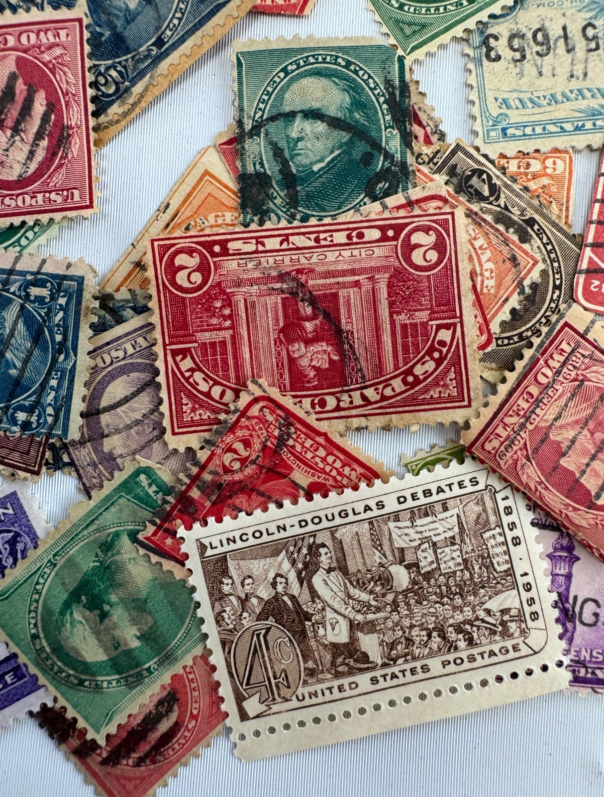 Vintage US Stamp Mixture Lot 75 and more Used Stamps Washington Franklin Revenue