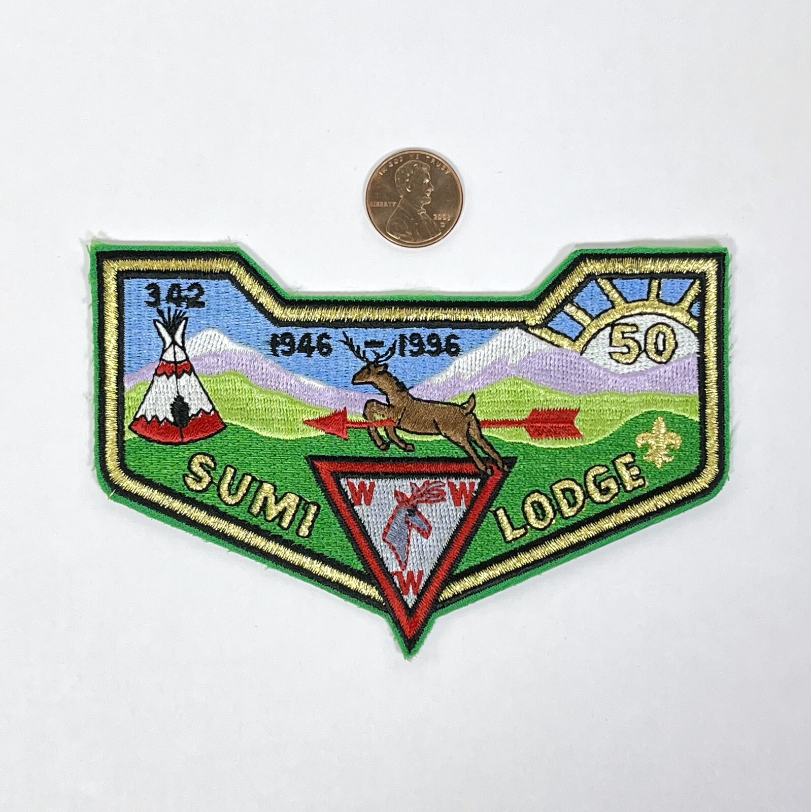 Sumi Lodge #342 1946-1996 Flap Patch 50th Year BSA Boy Scouts OA ▪ Embroidered
