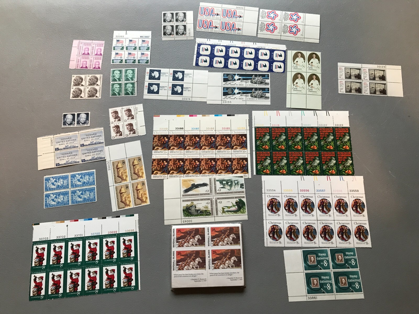 Unused Postage Stamp Blocks Mint Sheets Collection Lot U.S. + Marshall Islands