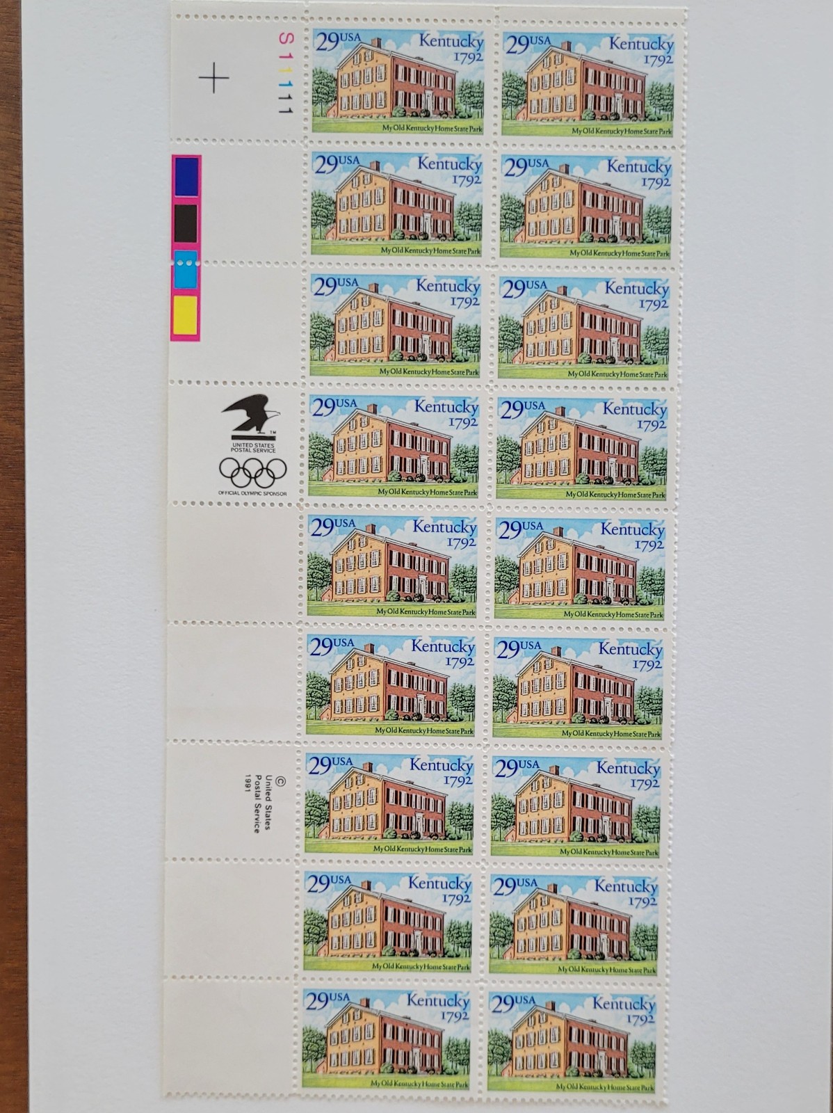 1992 US Kentucky Statehood 29c Block of 20 Stamps Scott #2636 MNH OG