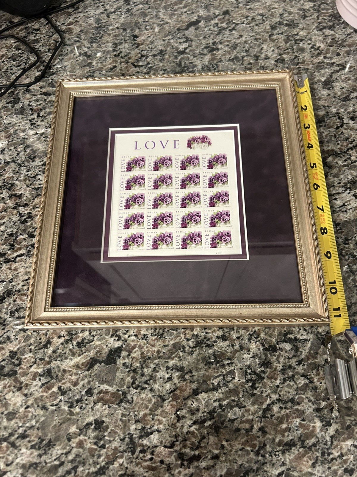 Professionally Framed 20 Love: “Pansies in a Basket” US Forever Postage Stamps