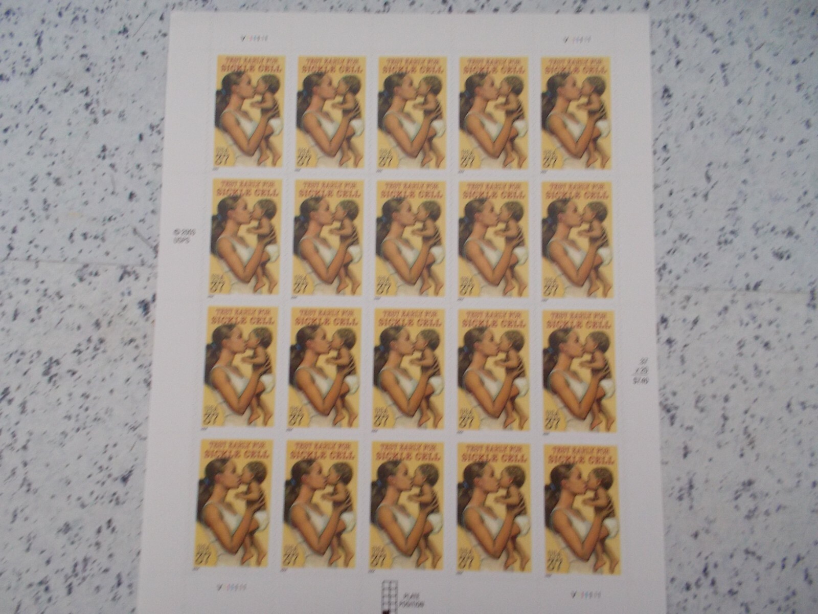 #3877 TEST EARLY FOR SICKLE CELL Sheet of 20 37 CENT STAMPS 2003/2004 MNH