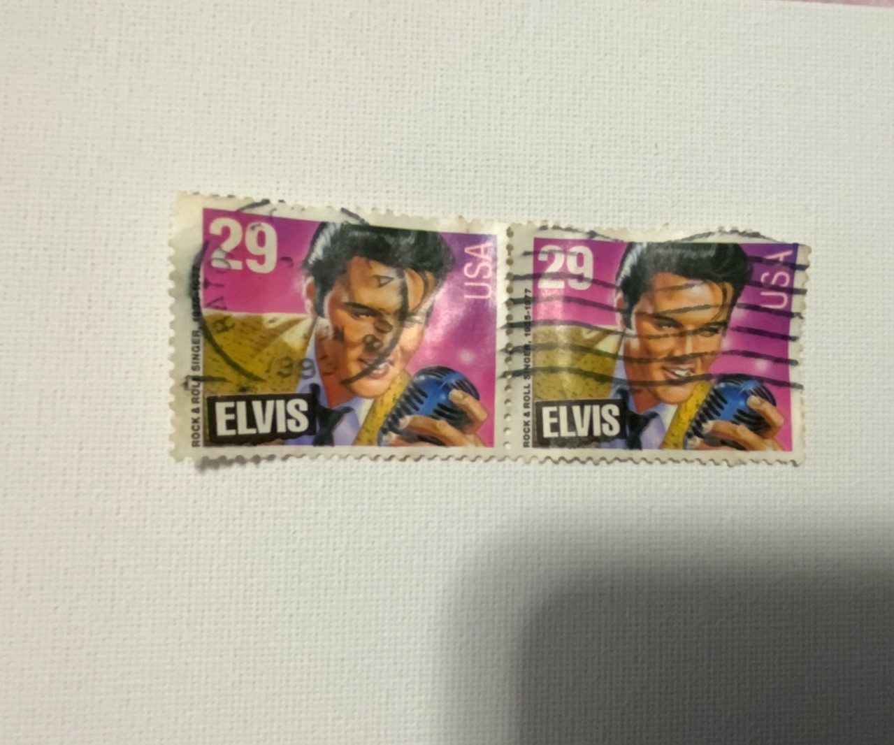 USA 29 Cent Elvis Used/Canceled Postage Stamp, Music Topic, Multicolor