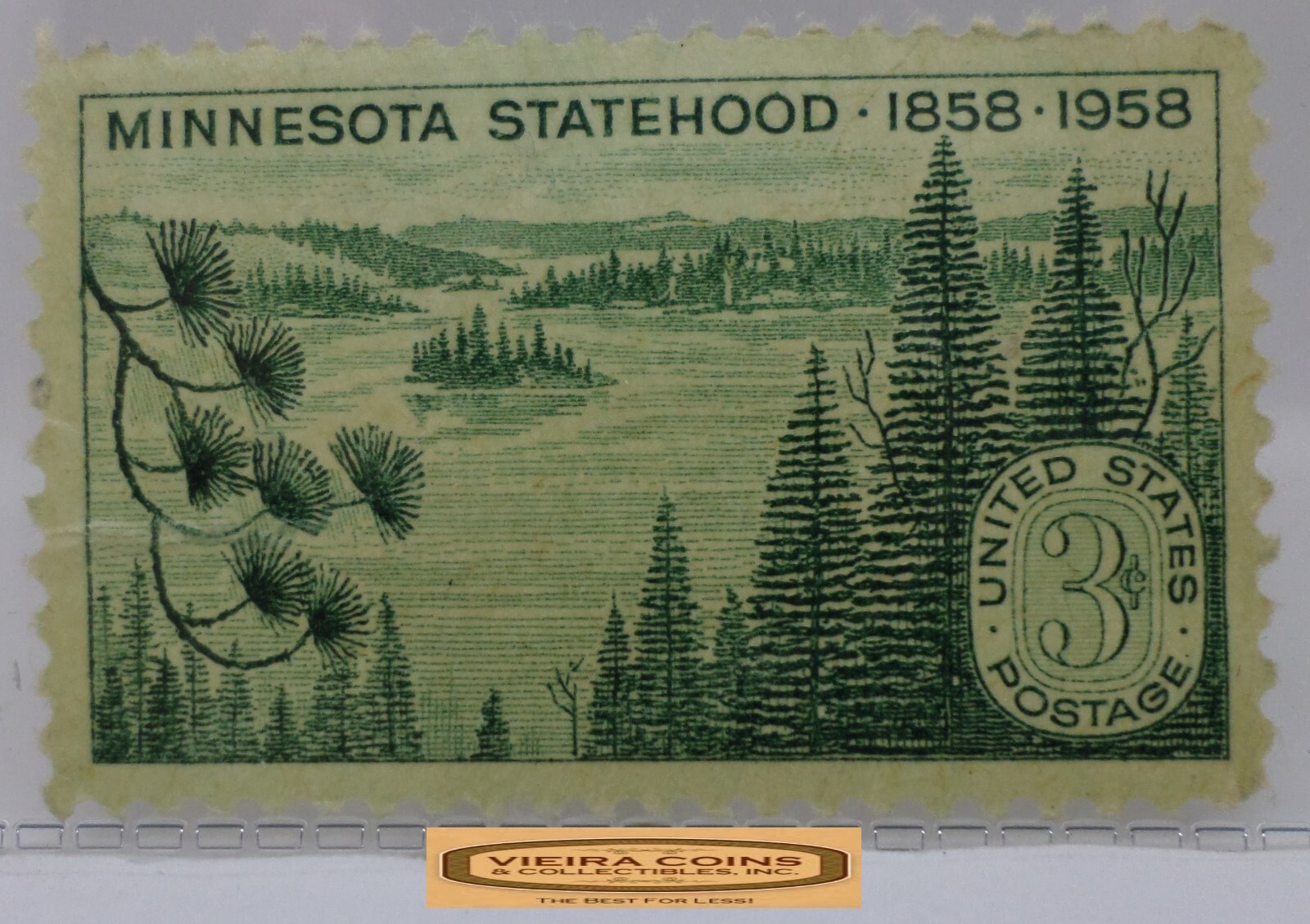 1858 – 1958 USA Postage Minnesota Statehood 3 Cents Stamp – #S41739NQ